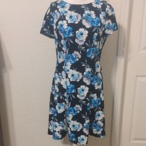ALYX Petite Women's Blue & Purple Floral Short Sleeve Summer Dress. Size 12P